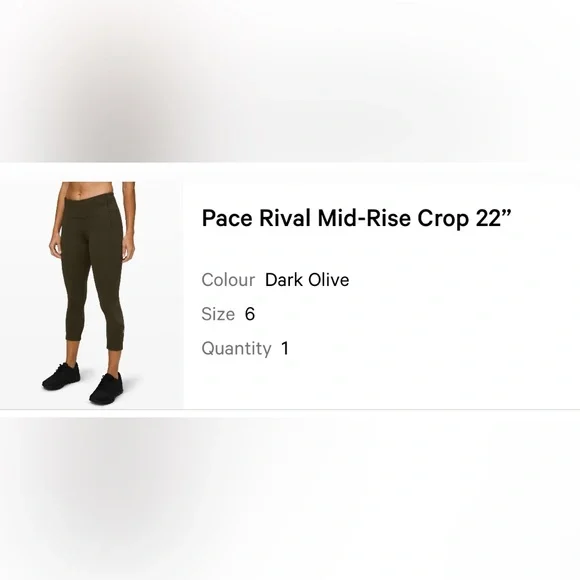 Lululemon Pace Rival Mid-Rise Crop 22” - Picture 2 of 5